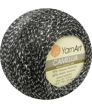 Yarn Art Camellia  412 czarno / srebrny