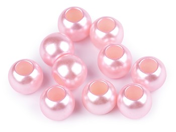 Koraliki plastikowe różowe perełki 11x15 mm