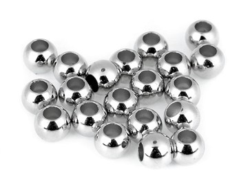Koraliki plastikowe 10 MM duży otwór SREBRNE