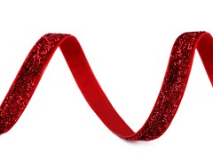 AKSAMITKA 10MM CZERWONA BROKATOWA 1M