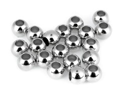 Koraliki plastikowe 10 MM duży otwór SREBRNE
